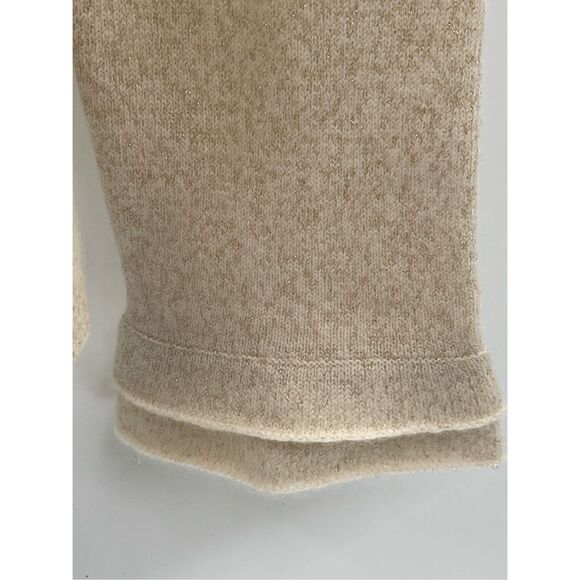 Ann Taylor Sweater Cashmere Women Small Off White Cream Gold Metallic V Neck New - Picture 3 of 13